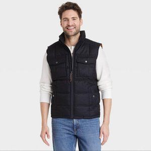 Goodfellow Men’s Midweight Zippered Puffer Vest, Black, Large